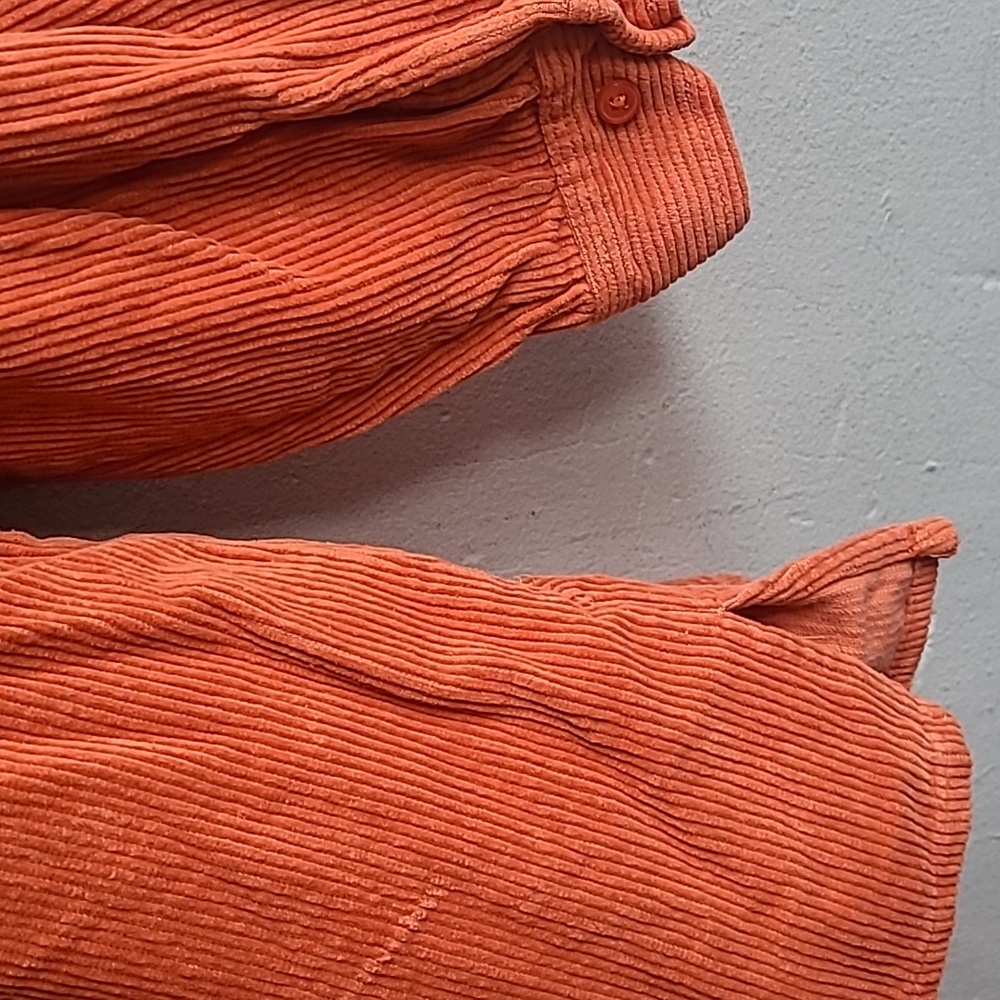 Women's 2X Blair pumpkin orange corduroy cotton long sleeve button up shirt - Picture 4 of 6